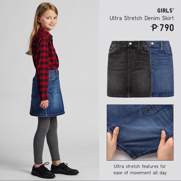 UNIQLO Girls Pull On Ultra Stretch Denim Skirt Sz 120 (5/6) - Picture 2 of 7